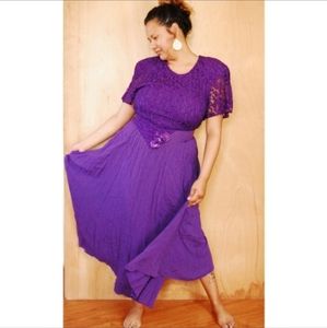 Vintage Spencer Alexis purple lace fit flare dress